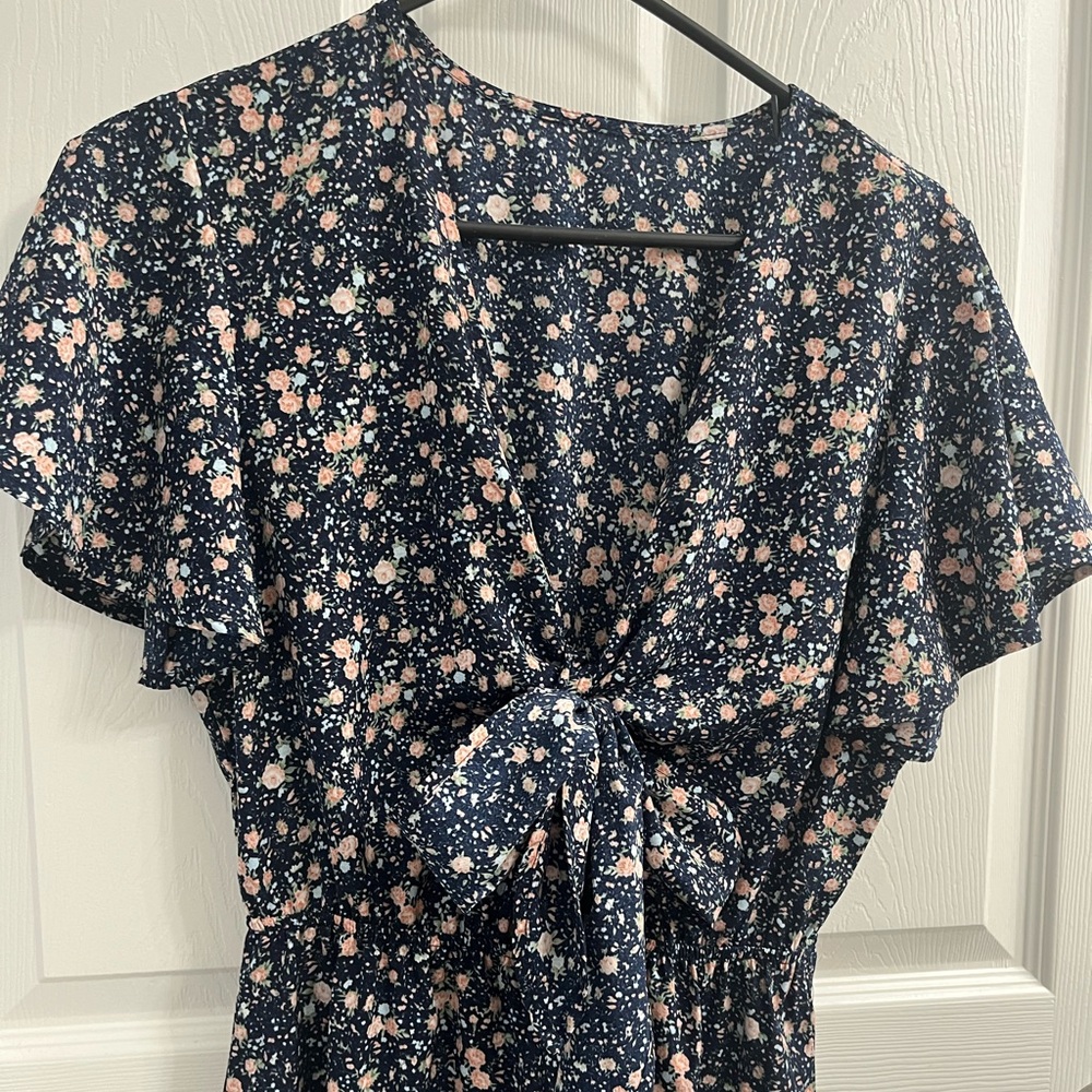 Floral Short Sleeve Tie Dress